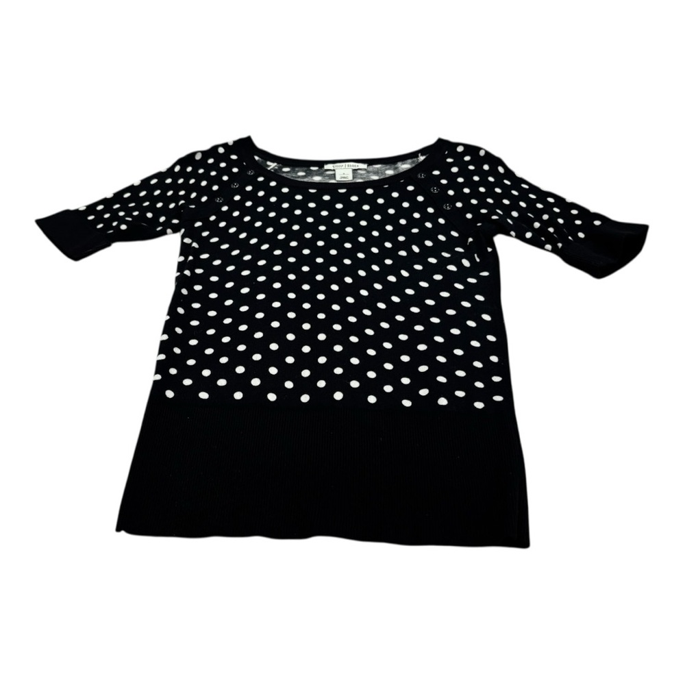 White House Black Market Black and White Polka Dot Sweater Top